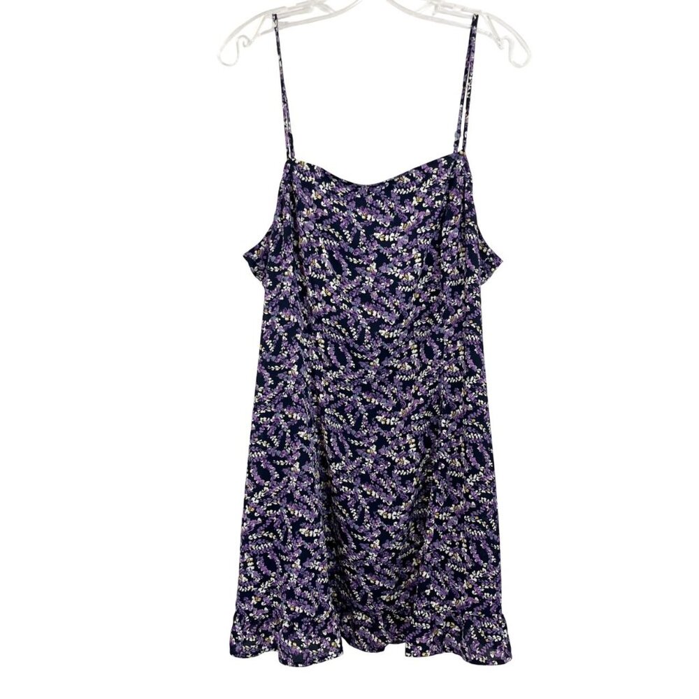 Lulus Purple Floral Print Square Neck Mini Dress Tank Sleeveless - Size XL